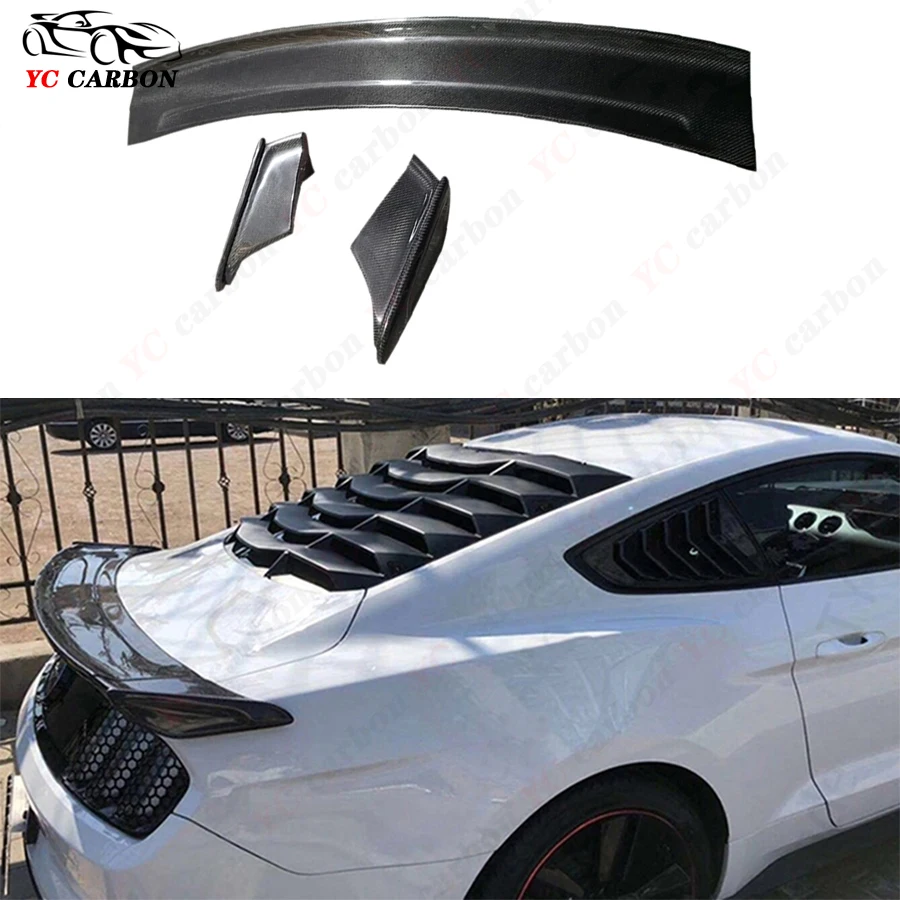 For Ford Mustang 2015-2022 Real Carbon Fiber Spoiler Rear Trunk Wing  Auto Racing Car Styling Tail Wing Car Trunk Diverter