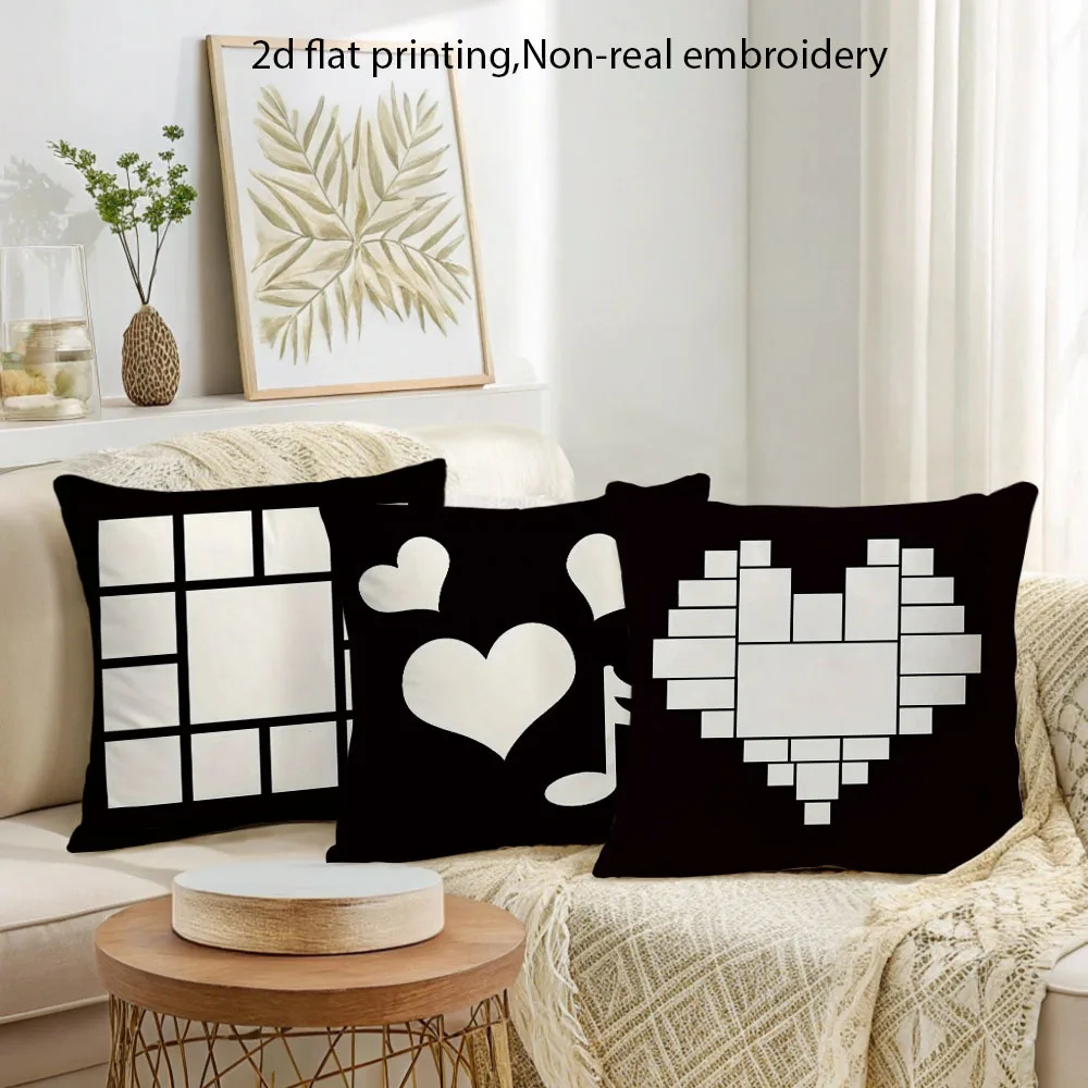 Black and white geometric symbols Single-sided printing Short plush Suitable for living bedrooms sofas (excluding pillow cores)