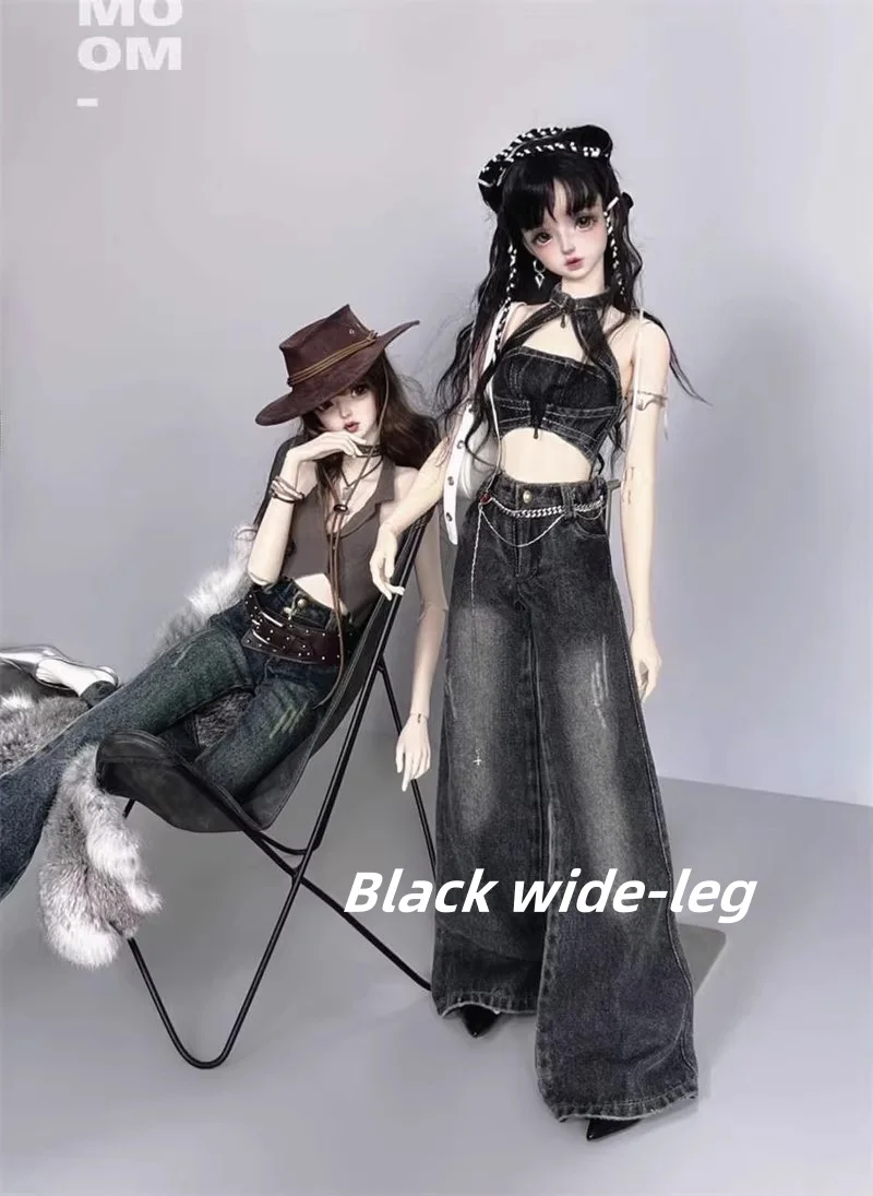 

Джинсы для кукол BJD, синие игрушки для девочек, элегантные брюки 1/3 1/4, джинсовая серия, ретро-стирка, аксессуары для кукол с широкими штанинами