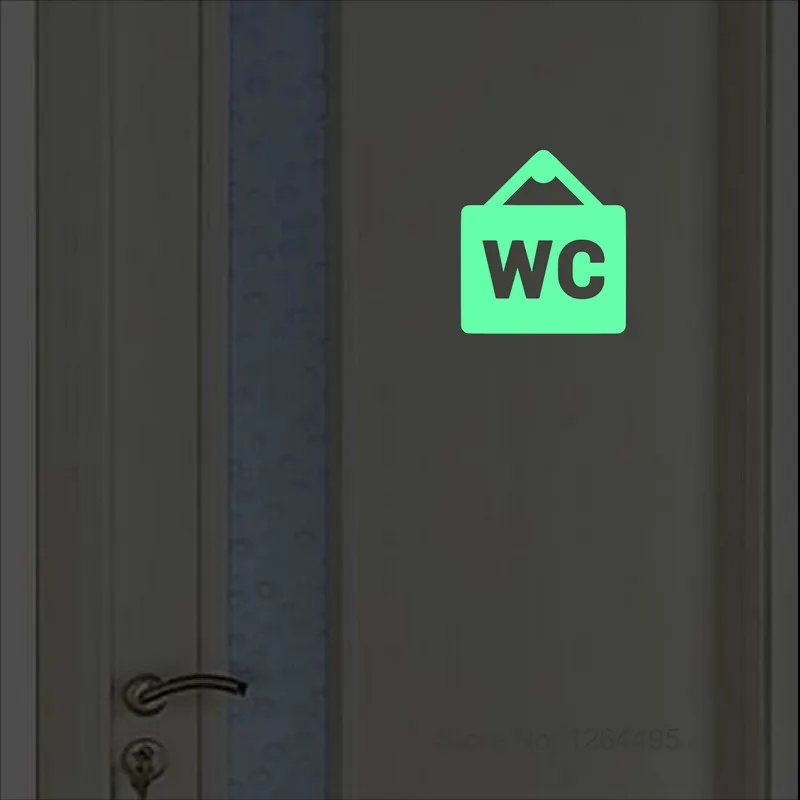 WC Door Sign Sticker Label Glow in Dark Bathroom Wall Sticker Coffee Shop Restaurant Hotel Decoration Luminous Toilet Stickers