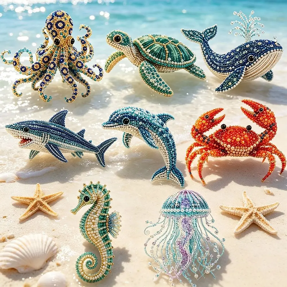 3D Design Bead Craft Kit Animal Shape Colorful Beads DIY Beadwork Kit Crystal Beading Handmade Material Beading Material Package