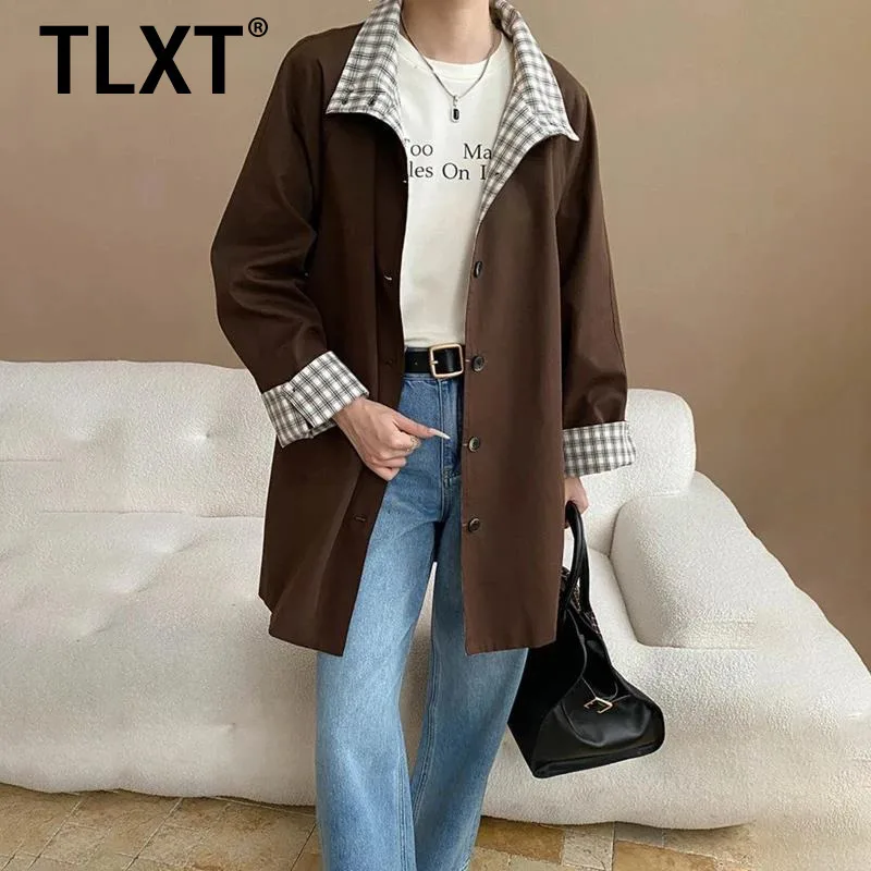 

TLXT Элегантный женский короткий плащ с воротником-стойкой и поясом, ветровка на талии, офисные женские пальто, мода 202, осенняя новинка XK1666