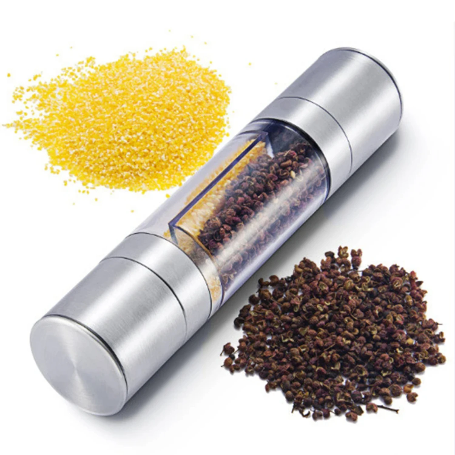 

2 In 1 Seasoning Grinding Stainless Steel Manual Pepper Grinder Salt & Pepper Mill Grinder Kitchen Tools Accessories For Cooking