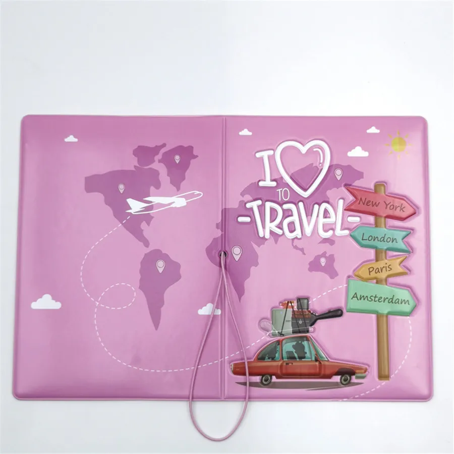 1 Piece I Love Travel 3D PVC Passport Case/Cover Passport Holder/Wallet School Supplies Stuff for Students