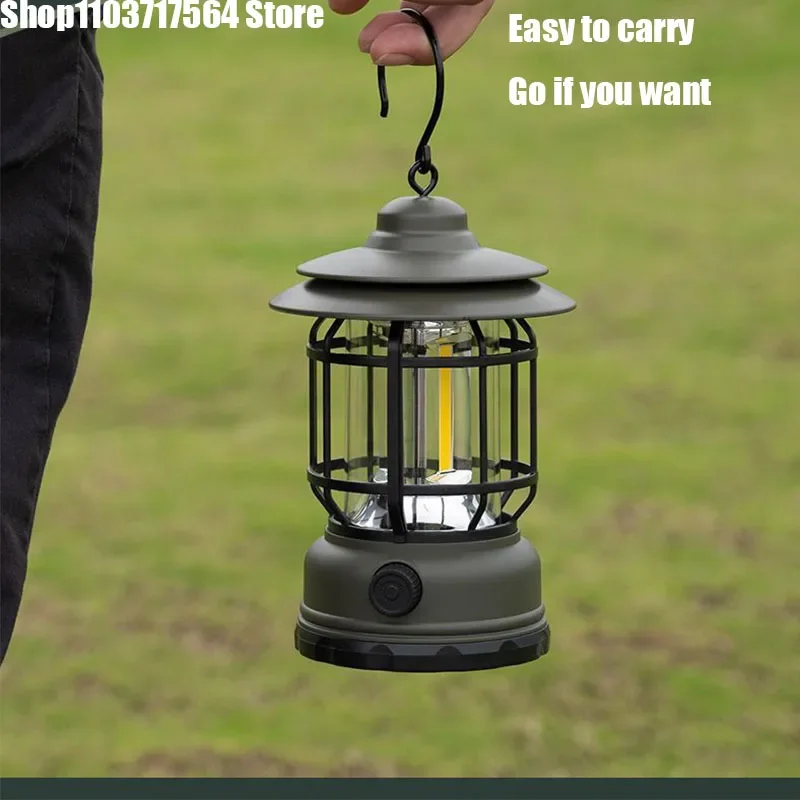 

New Outdoor USB Rechargeable Camping Light Portable Camping Lanterns Hanging Tent Light Stepless Dimming with Solar Charging