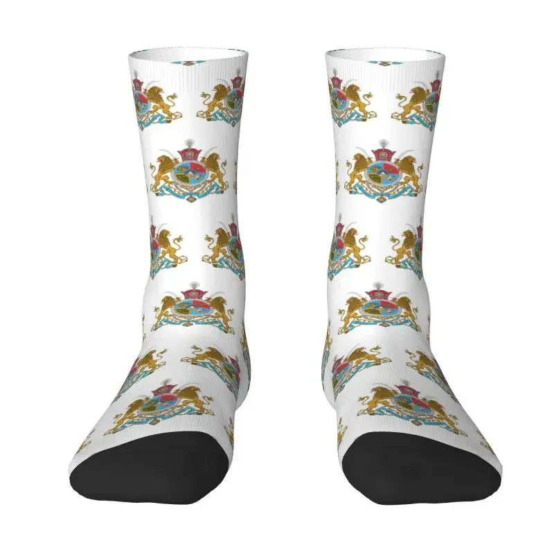 

Novelty Men's Imperial Coat Of Arms Of Iran Dress Socks Hip Hop Warm Breathable 3D Print Iranian Lion Crazy Crew Socks