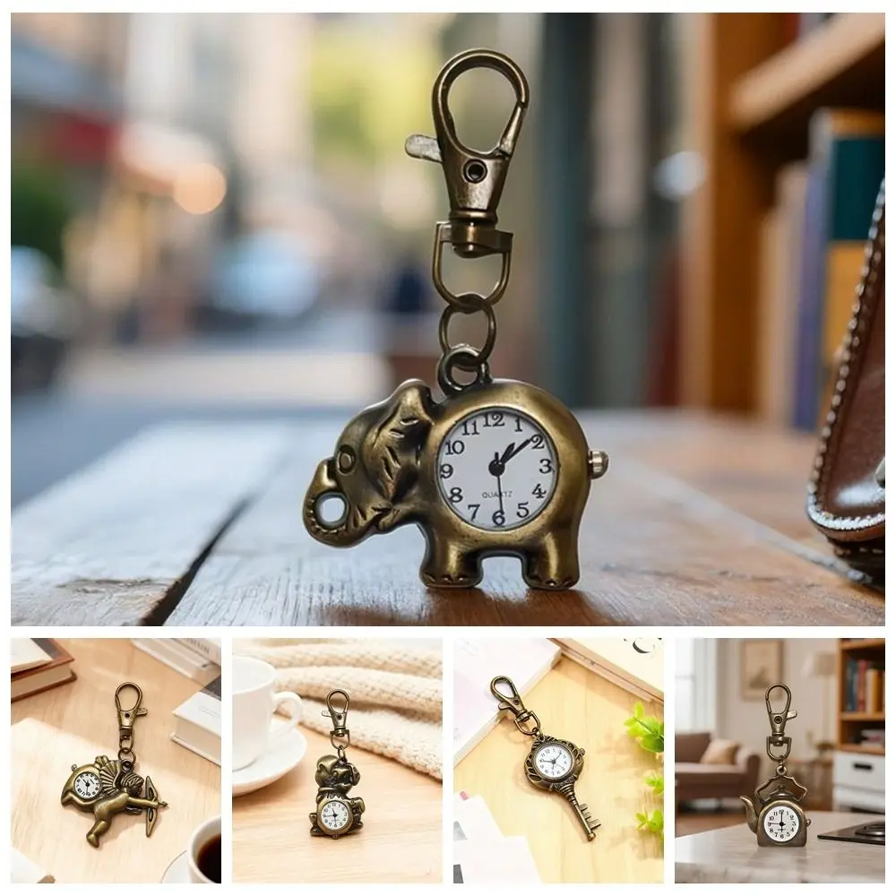 Vintage Design Pocket Watch Retro Creative Durable Keychain Watch Quartz Movement Lightweight Quartz Watch Key Decoration