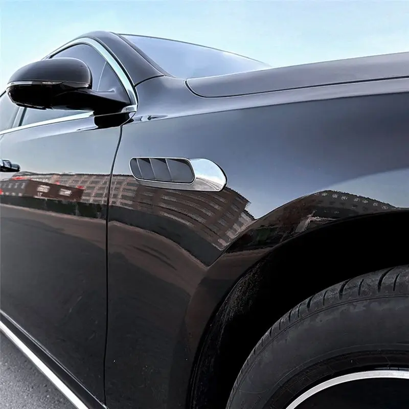 DT17 Side for Fender Vent Trim for E-Class W214 S214 2024+, Side Air Intake Hood Flow, Silver Plating ABS, 1 Pair