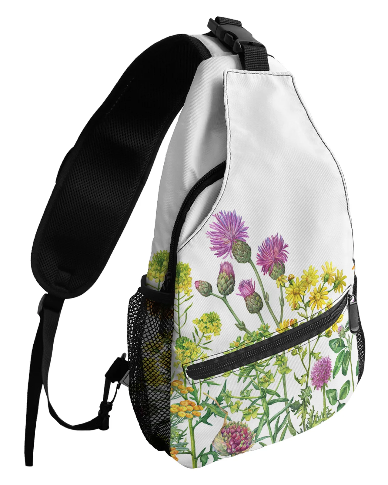 Spring Flower Daisy Butterfly Chest Bag for Men Women Casual Crossbody Bag Outdoor Travel Climb Waterproof Sling Bag