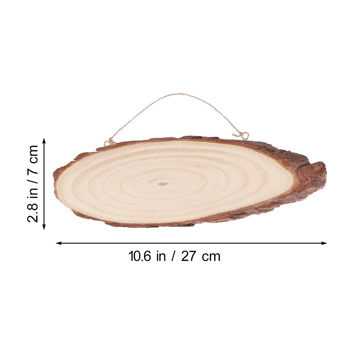 22x7cm Oval Blank Wooden Disc Tree Log Slice Plaques with Hooks and Rope for DIY Decoration Crafts Projects Stainless Steel