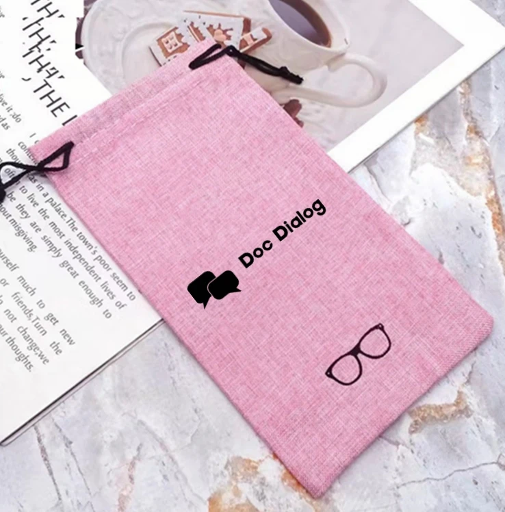 100pcs Custom Logo Free 18x9cm Customized Eye Glasses Cellphone Bag Case Cleaning Linen Microfiber Sunglasses Pouch Soft Eyewear