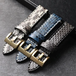 Handmade Snakeskin Bronze Buckle Accessories, 22 20 26MM Leather Thickened Men Strap Vintage Style Bracelet