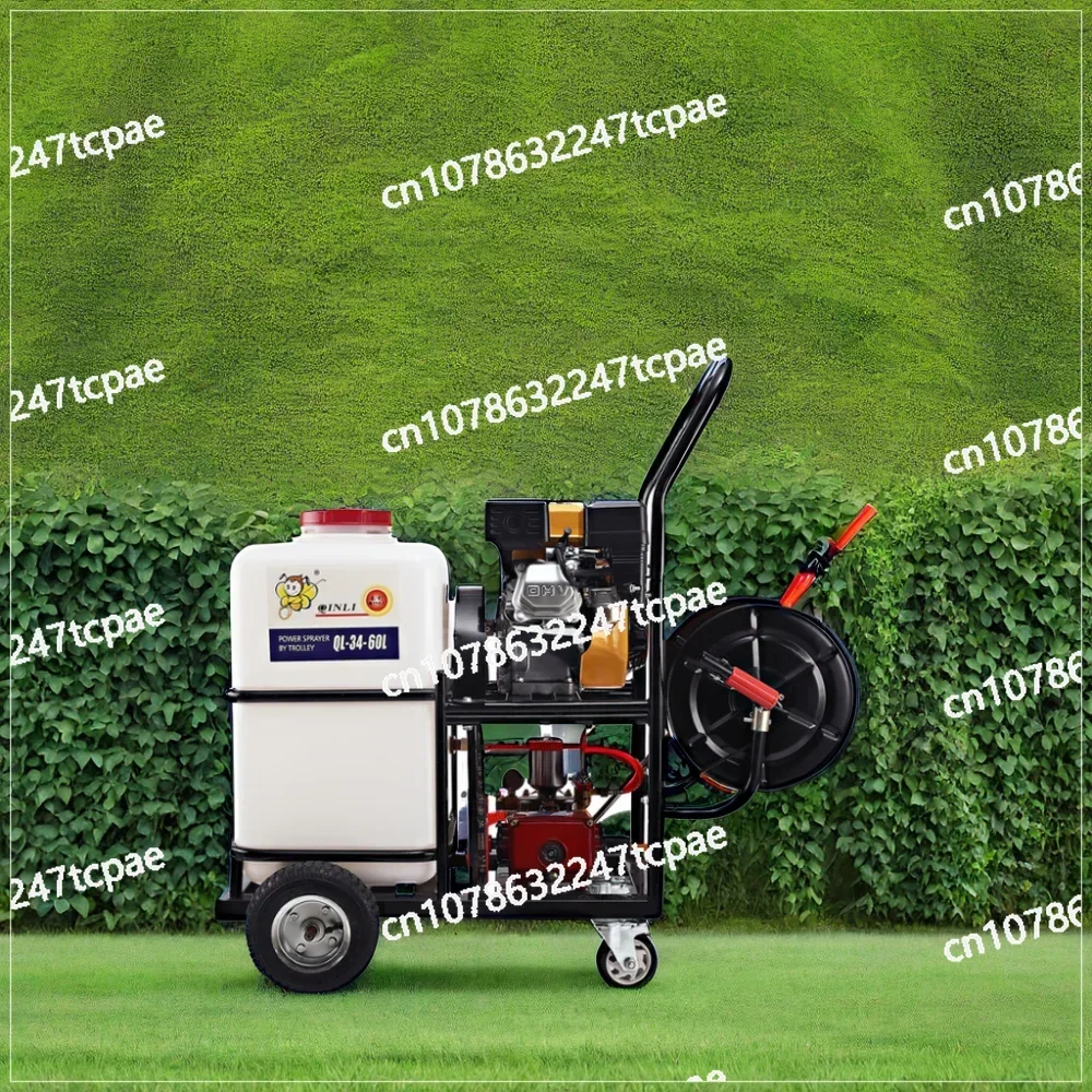 QL-11-50L 60L Trolley Garden Machinery Equipment 2-Stroke Engine Water Spraying Irrigation with Hose Winder Sprayer Agriculture