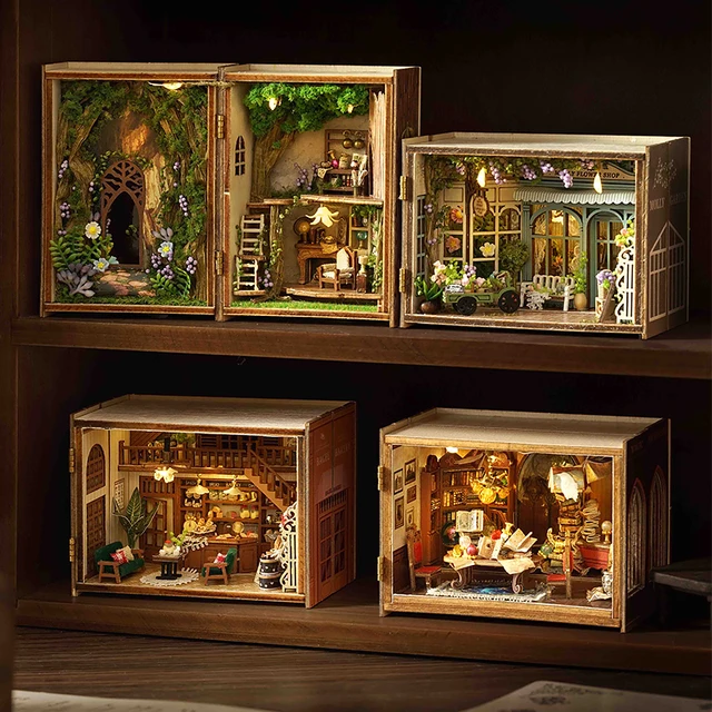 DIY miniaturowy domek dla lalek 3D Puzzle mały dom montaż zestaw modeli do budowania zabawki dom z oświetleniem meblowym drewniane rzemiosło prezenty