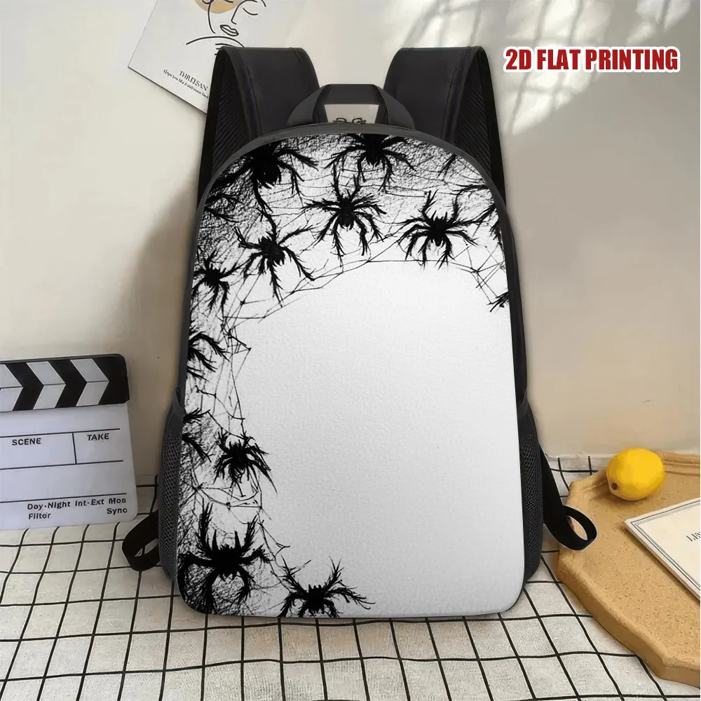 

1 Piece Halloween Spider Web Backpack - Lightweight Casual Day Backpack with Zipper Closure, Black and White Spider