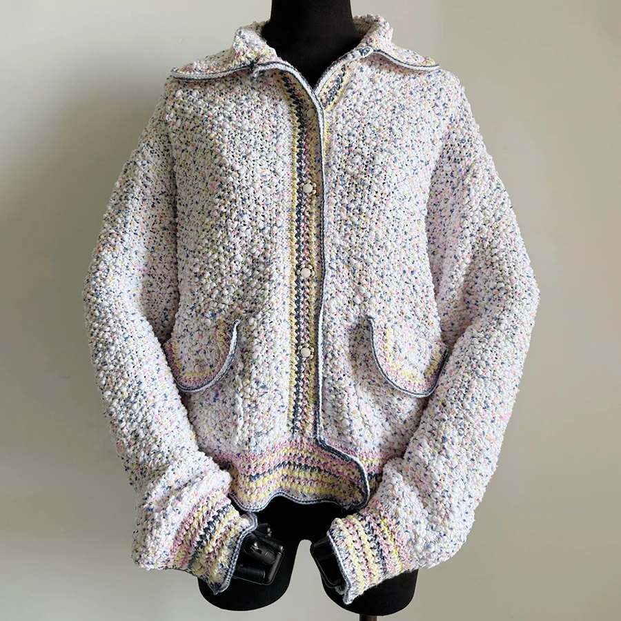 

NIGO Женский однобортный красочный вязаный хлопковый кардиган с длинными рукавами Ngvp # nigo2374