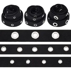 6 Yards Black Cotton Grommet Eyelet Twill Tape Trim 3 Sizes Cotton Snap Button Trim Silver Metal Eyelet Ring Ribbon Strip for