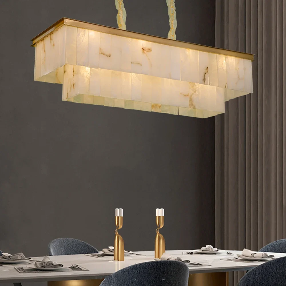 

Natural Marble Ceiling Pendant Lights Copper Light Modern LED Home Appliance Stone Hanging Lamps over Living Room Bedroom