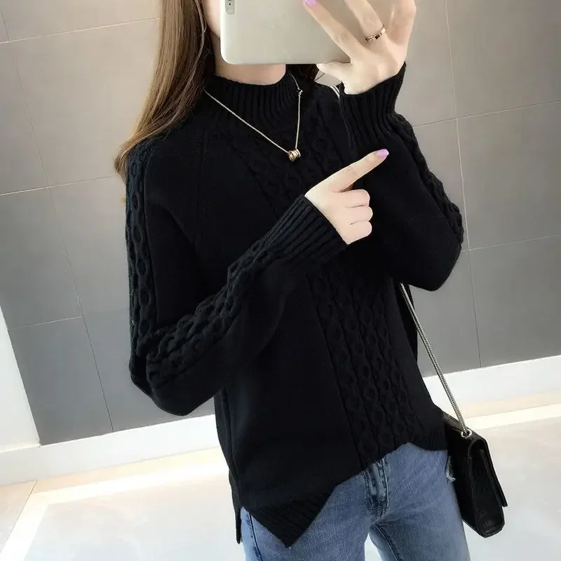 Half High Collar Warm Sweaters Women Spring Autumn Winter Korean Fashion Casual Nice Woman Female OL Cute Turtleneck Pullover