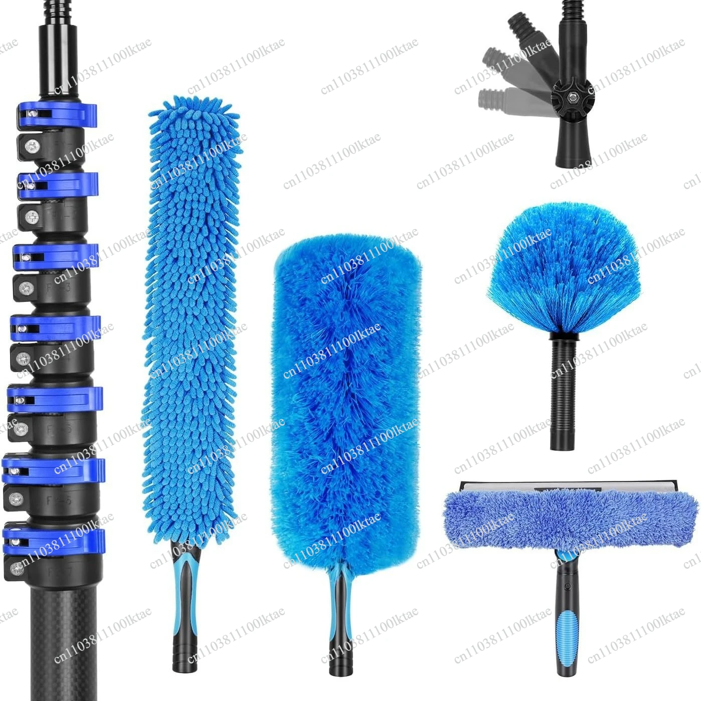 Carbon Fiber Telescopic Photovoltaic Panel Cleaning Solar Panel Water Spray Cleaning Brush High-altitude Multi-functional Brush