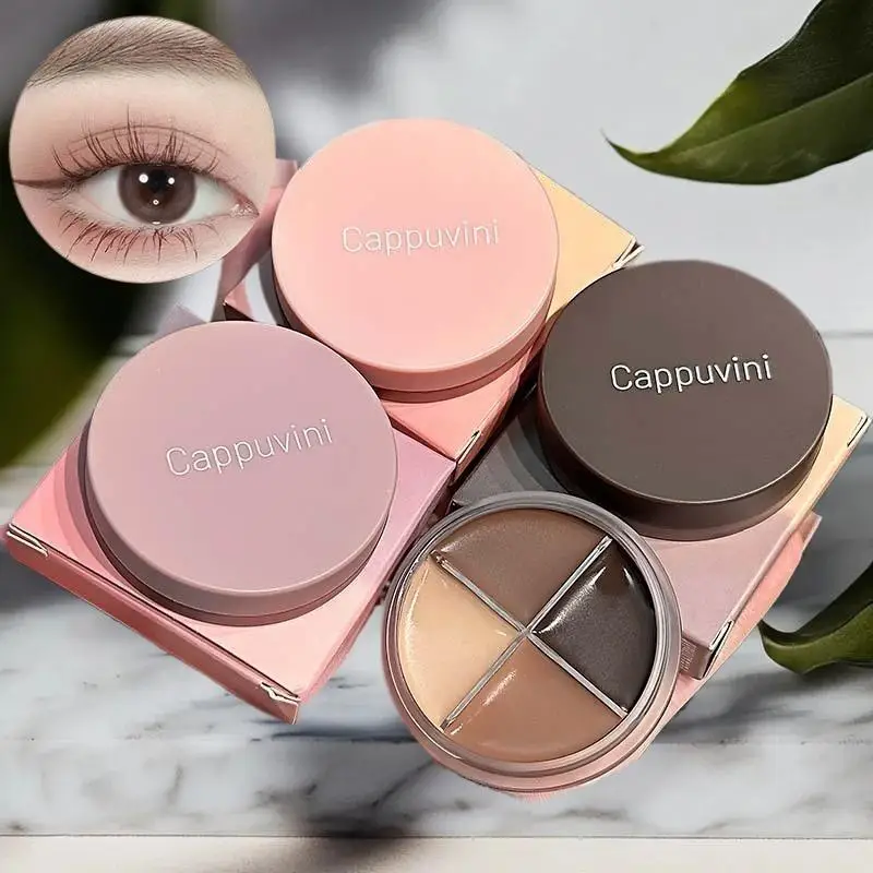 Paleta de Sombras de Ojos Mate de Terciopelo de 4 Colores Cappuvini, Delineador de Ojos, Iluminador, Paleta de Contorno, Maquillaje de Ojos, Cosmético de Belleza