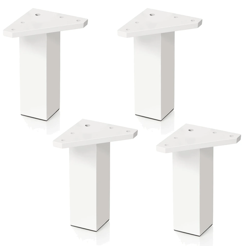 4 un. Pata pie cuadrada para Mueble en resina plastica ABS ANTIHUMEDAD 40x40mm altura 120mm blanco