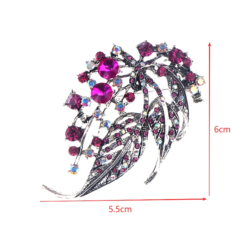 Broches de Hojas Brillantes Multicolores Exquisitos, Accesorios de Ropa Casual para Fiestas, Broches de Pedrería para Mujer