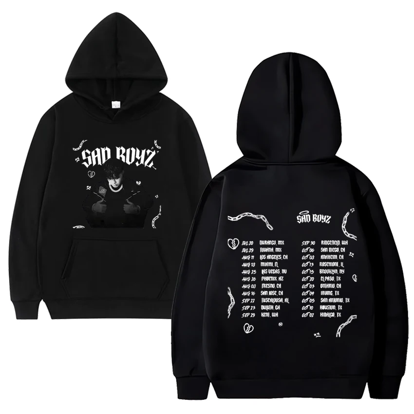 

Hot Singer Junior H Sad Boyz Tour Graphic Hoodie 2024 Men Women vintage oversized Sweatshirt Unisex Fleece Long sleeve pullovers