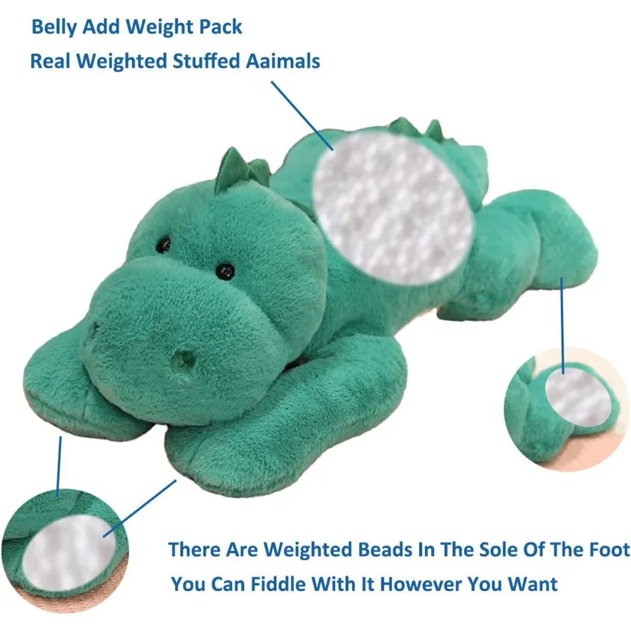 Giocattolo di peluche di dinosauro ponderato Cuscino di peluche da 11,8 pollici Regalo per ragazze dei ragazzi Materiale in morbido pile Calmante Colore blu S
