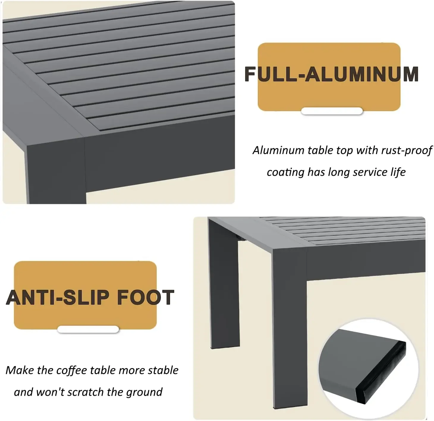 Aluminium-Möbelset für den Außenbereich, 5-teiliges Terrassen-Sektionsgesprächs-Chat-Sofa, modernes Sitzset mit Couchtisch