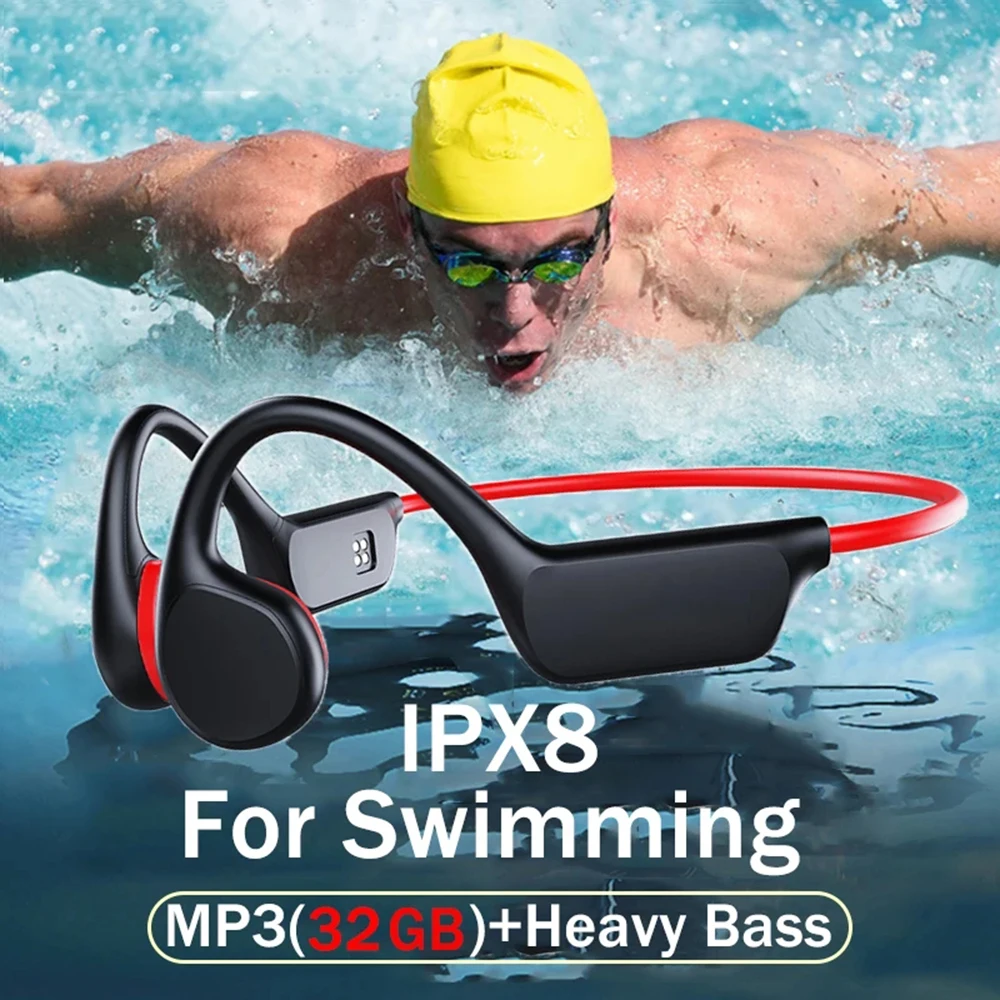 IPX8 Bone Conduction Headset X7 32GB Bluetooth 5.3 Wireless Headset with microphone Waterproof Swim 2024 New Swimming Earbud