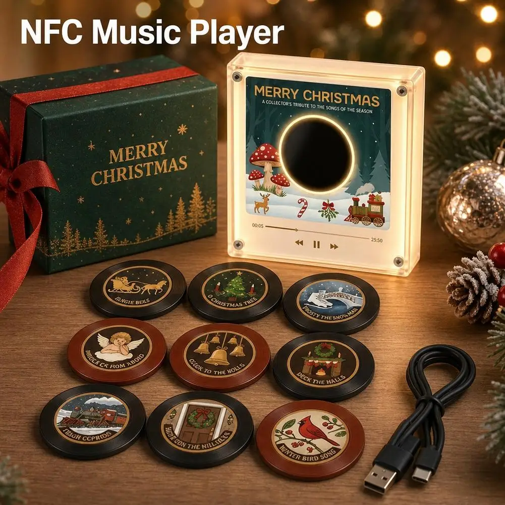 NFC Music Player Acrylic Sensor Music Refrigerator Magnet Creative Interactive Bluetooth Speaker Cozy Ambient Night Light Gift