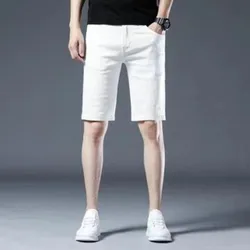 Summer Streetwear Fashion Men Clothing White Denim Shorts Koreon Casual Male Thin Pockets Versatile Sports Straight Short Pants