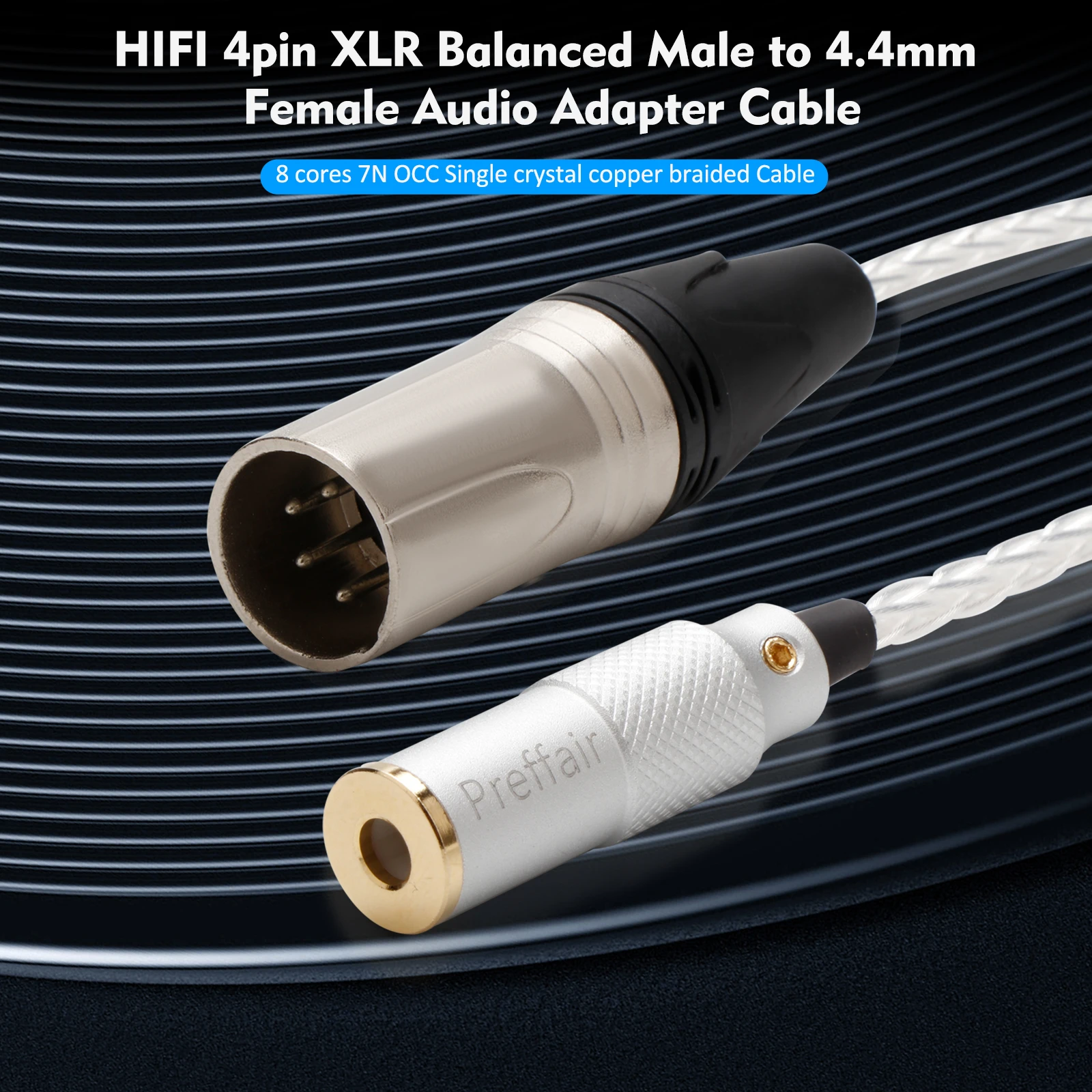 7N OCC 8 Cores Silver Plated 4Pin XLR Male to 4.4MM Female to 6.35mm PLUG Audio Cable for Sony NW-WM1Z 1A MDR-Z1R TA-ZH1ES PHA-2