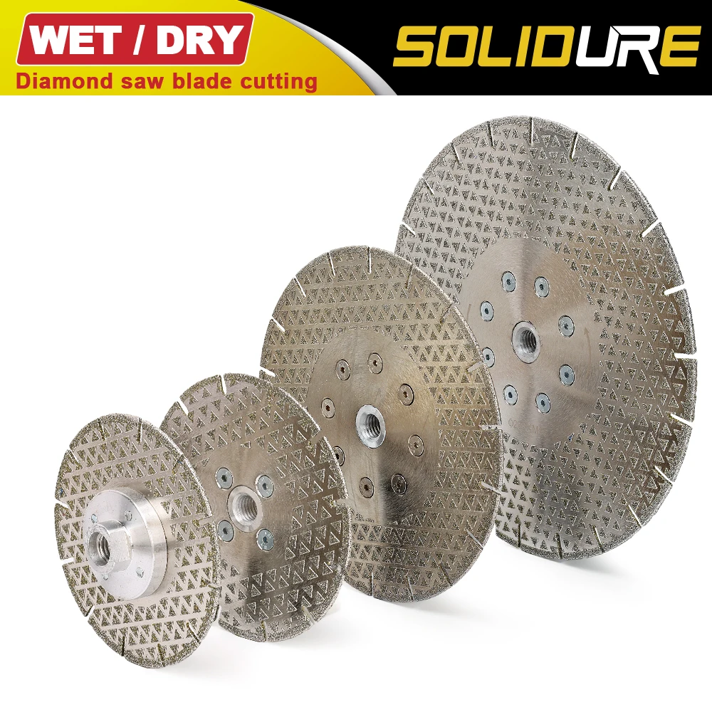 4.5Inch-9 inch electroplated saw blade with arbor M14 Flange for dry or wet cutting and grinding marble or engineered stone