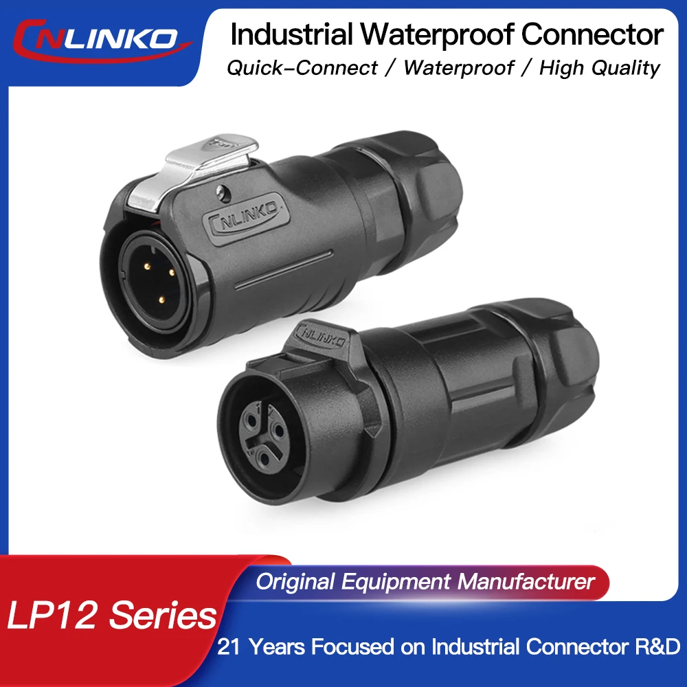 CNLINKO M12 Waterproof Industrial Connector LP12 Male Plug Mating Plug 2 3 4 5 6 7 8 Pin Mini Electric Connector Factory Retail