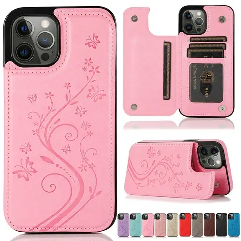 Carteira borboleta gravação slot magnético flip capa de couro para iphone 16e 16 pro max 15 14 13 12 11 se 2 xr xs 8 7 plus capa