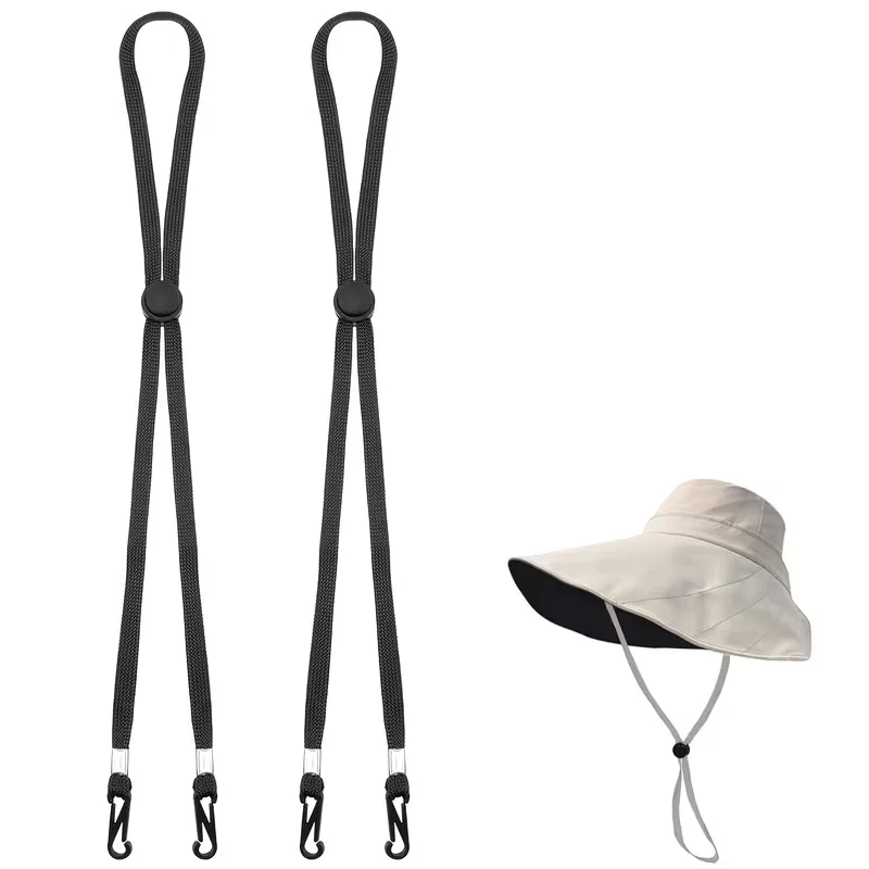 Removable Chin Cord Windproof Hat Strap Clips Anti-Lost Cap Strap Clips for Golfing Boating Fishing Hat Outdoor