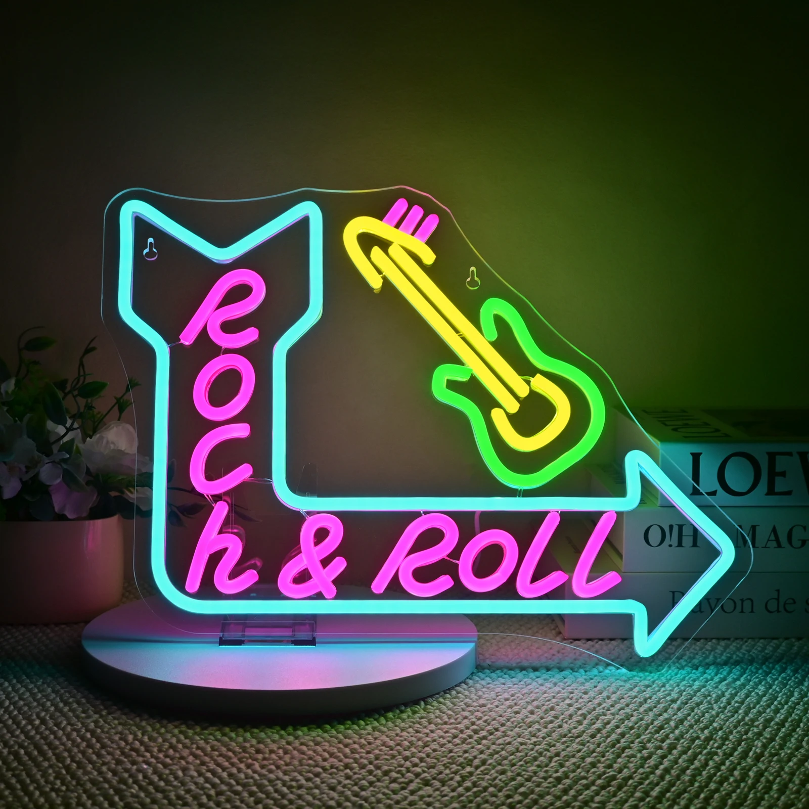 

Рок-н-ролл неоновые вывески для декора стен, гитара с регулируемой яркостью, светодиодные фонари, украшение комнаты, музыкальный бар, танцевальный клуб, вечеринка по случаю дня рождения, хороший подарок