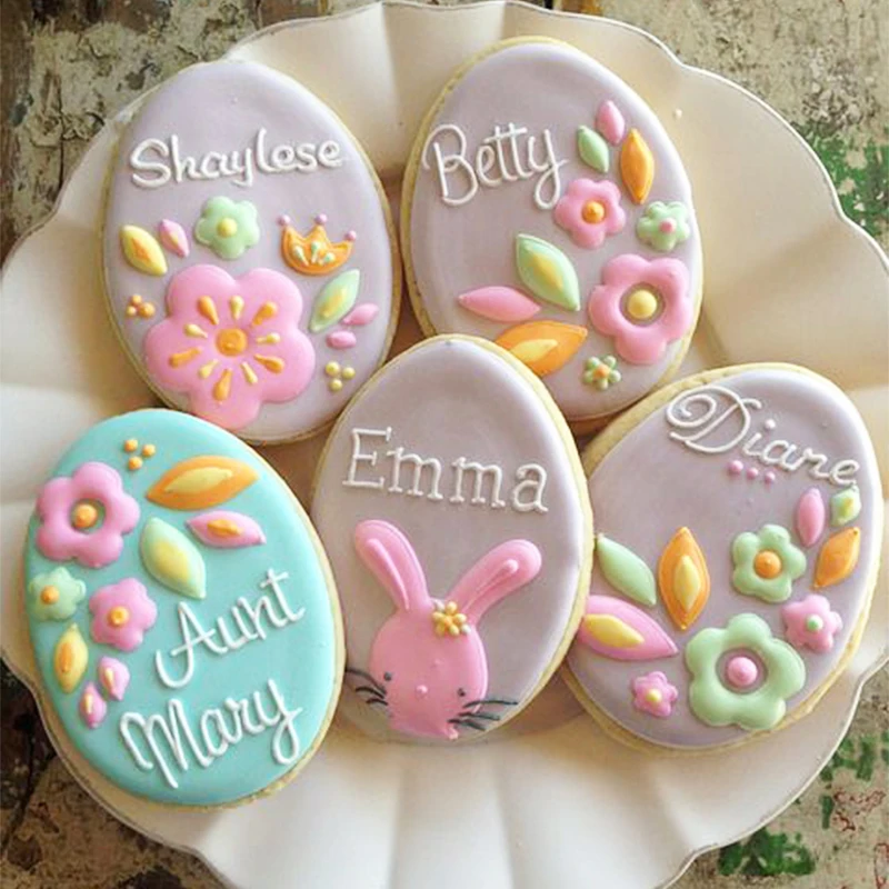 1 Set Easter Egg Rabbit Chicken Shape Cookies Cutter Plastic Fondant Biscuit Mould Cake Mold Baking Tool Happy Easter Decoration