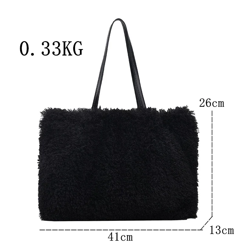 Soft Fluffy Shopper Bag Furry Luxury Handbag Ladies Fur Shoulder Bags Plush Tote High Capacity Women New Fluffy Faux Fur Sac