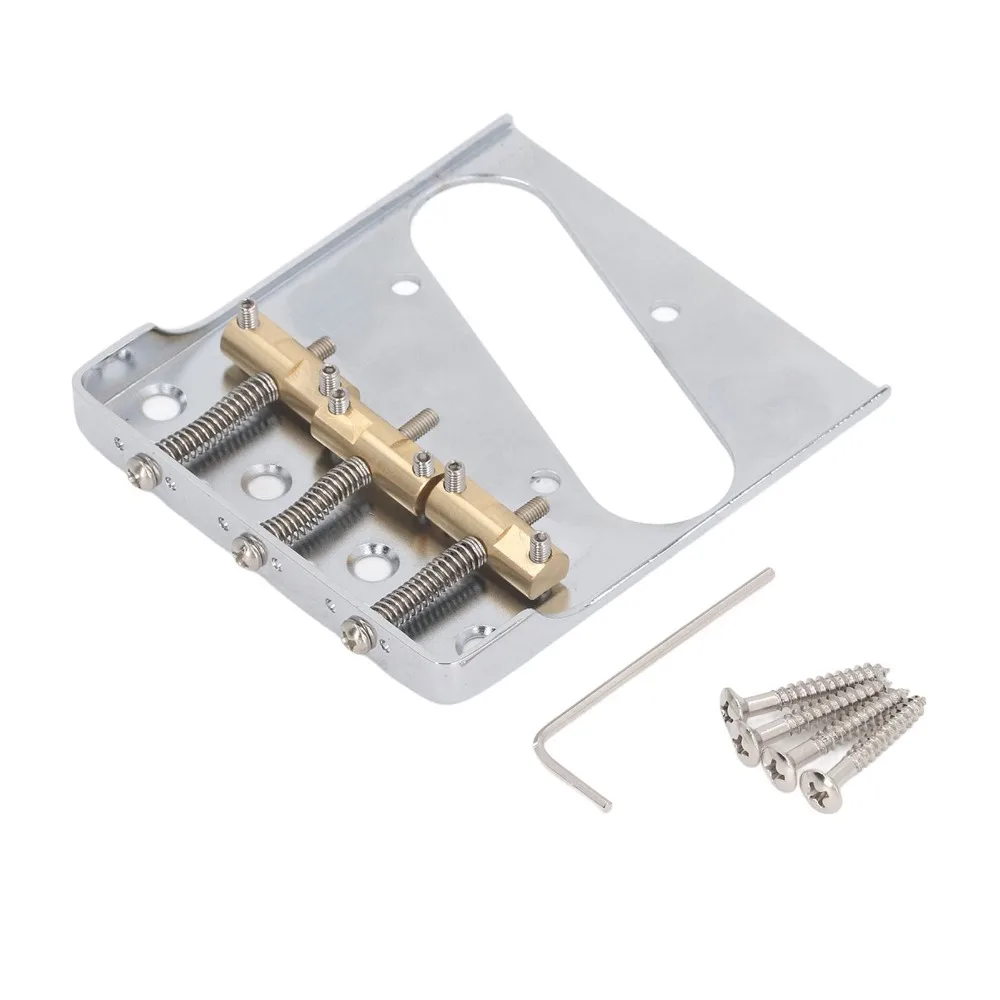 3 Saddles Guitar Bridge Tailpiece Cut-Down Sides Metal For Telecaster Bridge Silver Vintage Guitar Bridge For Electric Guitar