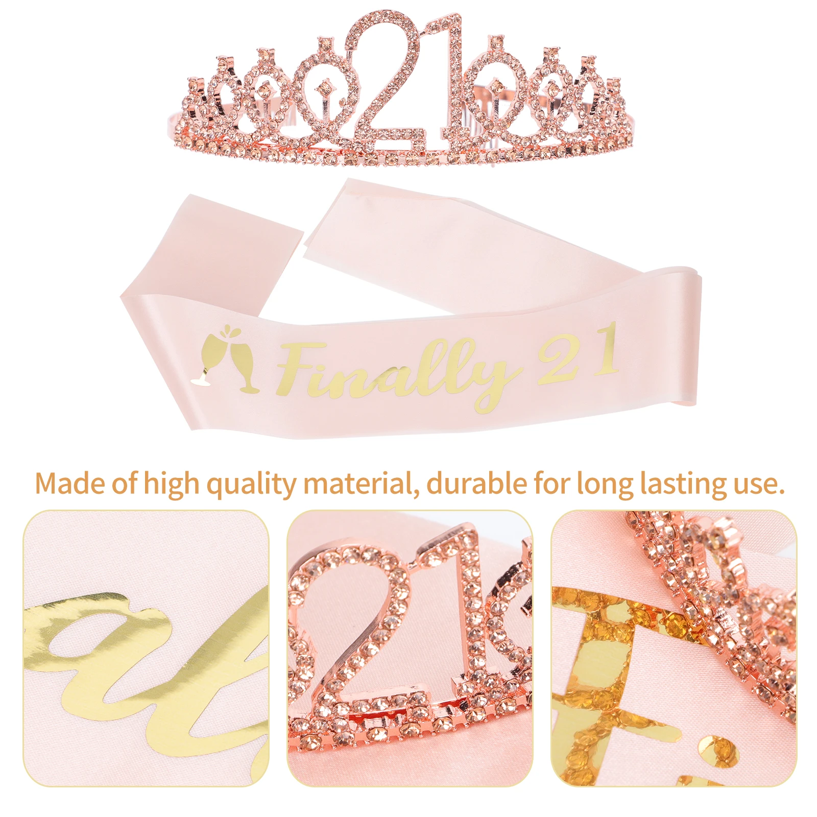 

1 set Crystal Tiara Set For Birthday Party Hairband Accessories Decorative Waistband Sash Crown Set Party Supplies Hairband Sash