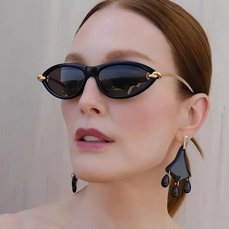 

Vintage Knot Leg Cat Eye Sunglasses for Women New Fashion Alloy Gradient Black Elegant Sun Glasses Ladies Driving Shades UV400