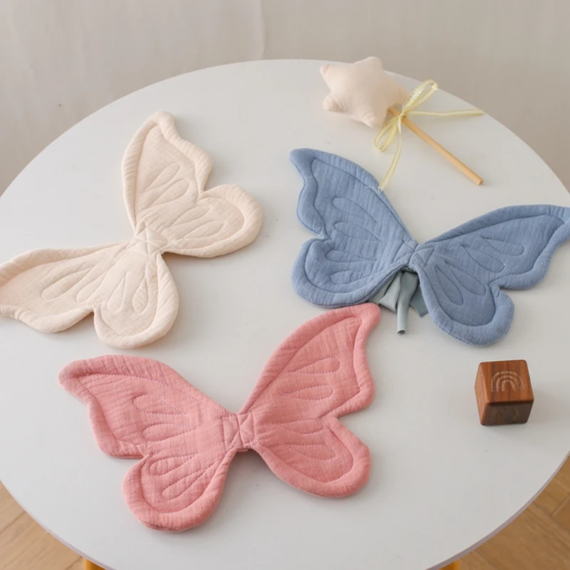 Baby Birthday Party Decoration Cotton Butterfly Solid Color Wings Newborn Birthday Photography Accessories For Kids Birth Gift