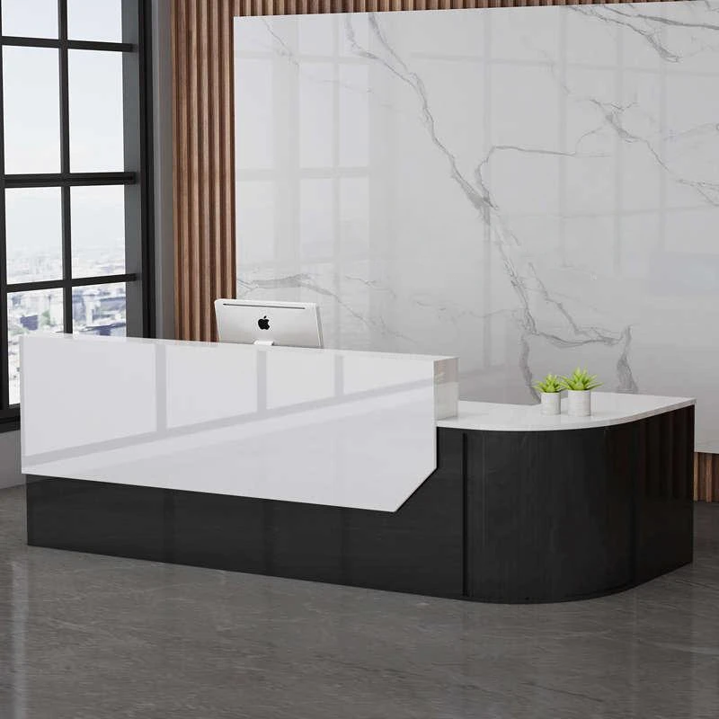 

Black Minimalist Reception Desks Multifunctional Counter Luxury Design Reception Desks Stylish Front Mostrador Bar Furniture