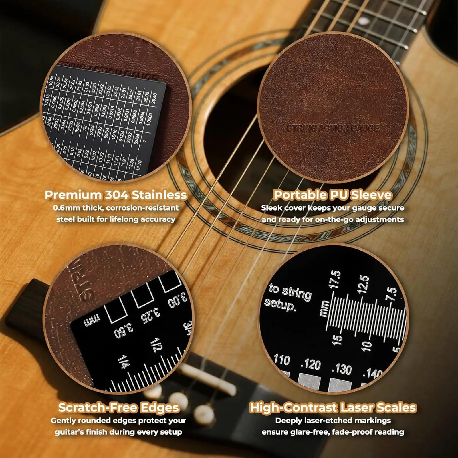 

Guitar Action Gauge Accurate Measuring Tool With Metric & Imperial Scales Guitar String Tool For Fret Crowning Tremolo Neck Nut