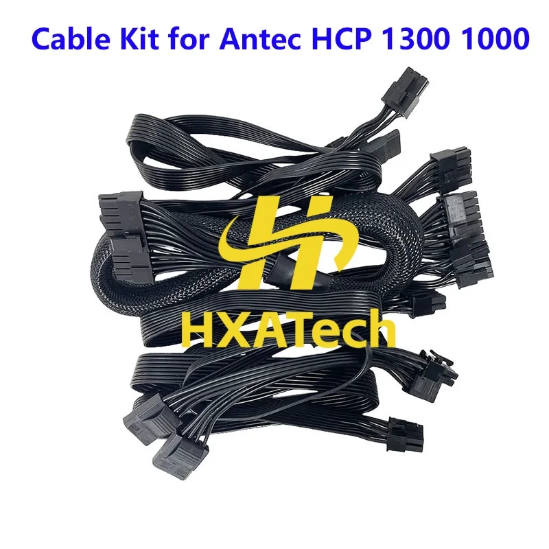 

HXATech- 6pcs/set Cable Kit PCI-E 6+2pin CPU 4+4p SATA IDE Modular Power Cable for Antec HCP1300 HCP1000