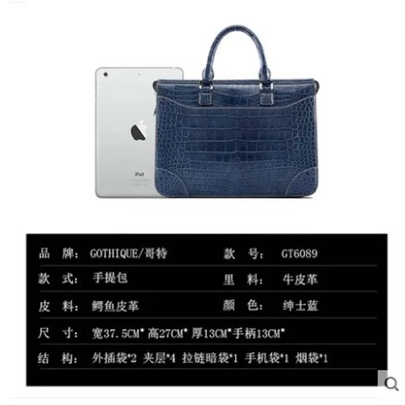 gete new New Crocodile men's bag handmade men handbag men business men Briefcase computer Bag