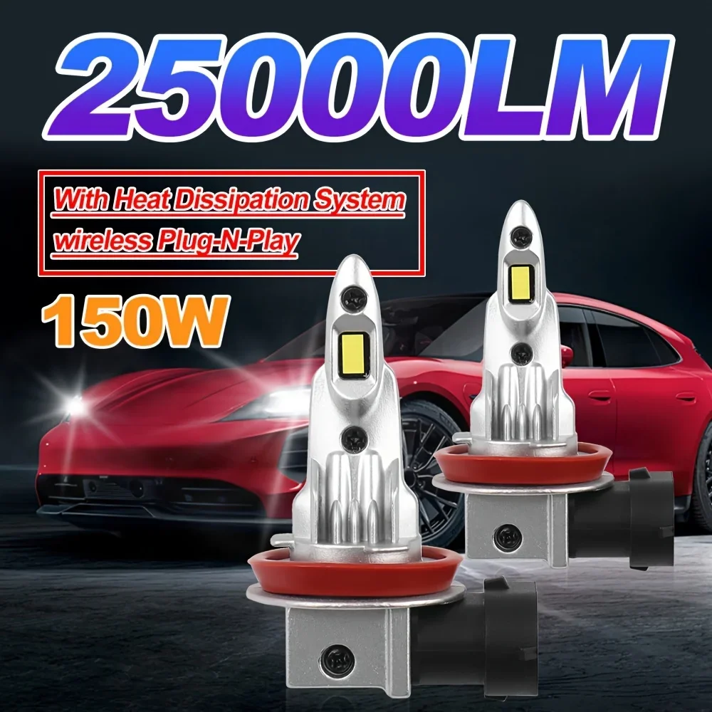 Деталь для автомобильной фары, белая, 9005/HB3 9006/HB4 H1 H4 H7 H11 лм, система рассеивания тепла, дизайн 1:1, беспроводная, Plug-N-Play